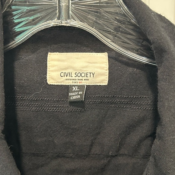 Civil Society Men's Black Linen Blend Button Down Short sleeve Shirt, Size XL - Picture 3 of 4